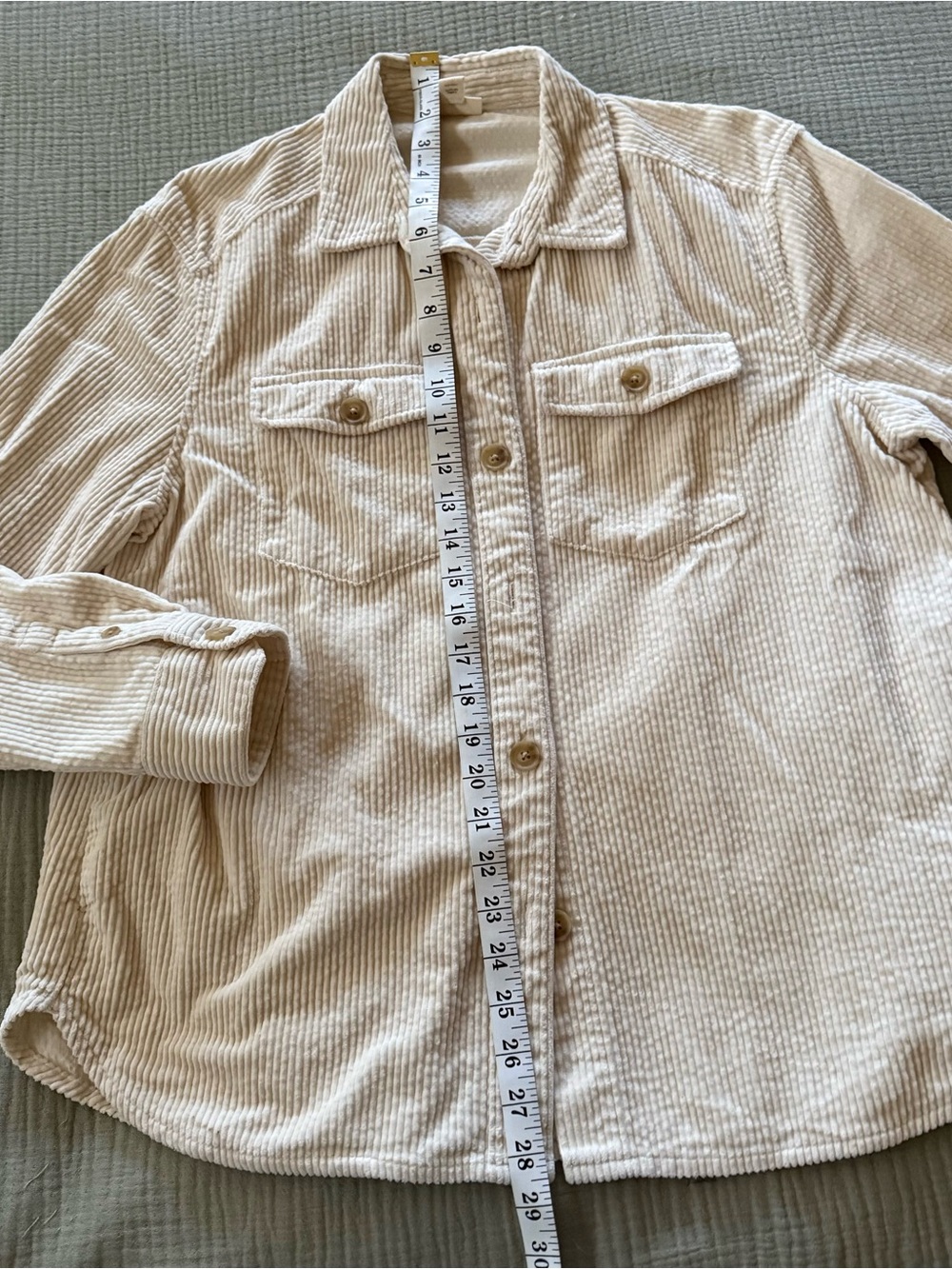 a.n.a Cream Corduroy Button-Front Jacket